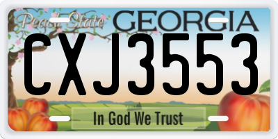 GA license plate CXJ3553