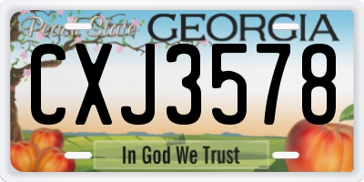 GA license plate CXJ3578