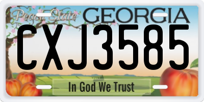 GA license plate CXJ3585