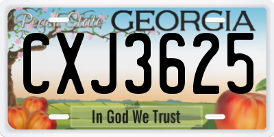 GA license plate CXJ3625