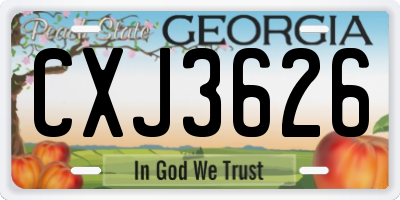 GA license plate CXJ3626