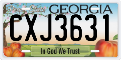GA license plate CXJ3631