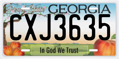 GA license plate CXJ3635