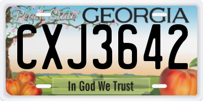 GA license plate CXJ3642