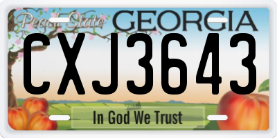 GA license plate CXJ3643