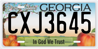 GA license plate CXJ3645