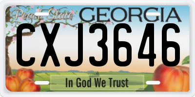 GA license plate CXJ3646