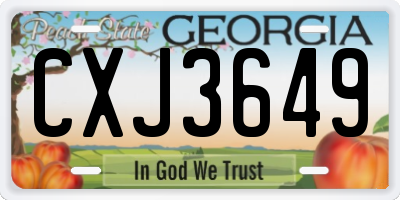 GA license plate CXJ3649