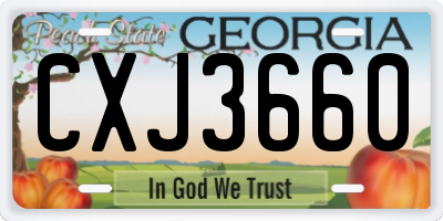 GA license plate CXJ3660