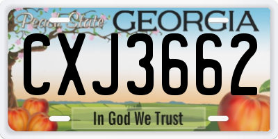 GA license plate CXJ3662
