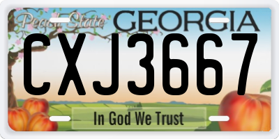 GA license plate CXJ3667