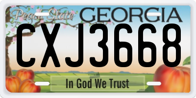 GA license plate CXJ3668