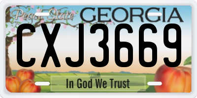 GA license plate CXJ3669