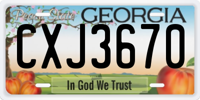 GA license plate CXJ3670