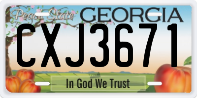 GA license plate CXJ3671