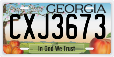 GA license plate CXJ3673