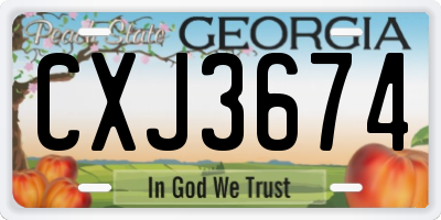 GA license plate CXJ3674