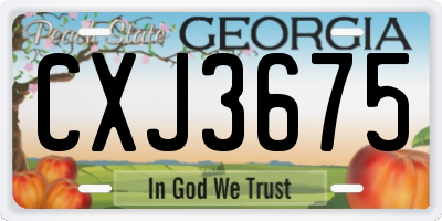 GA license plate CXJ3675