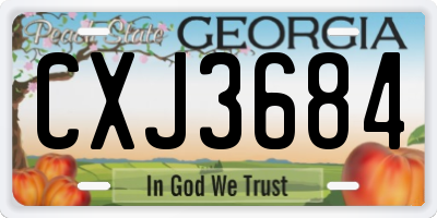 GA license plate CXJ3684