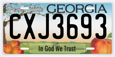 GA license plate CXJ3693