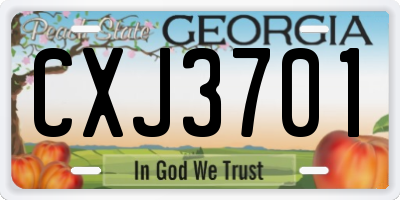 GA license plate CXJ3701