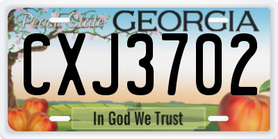 GA license plate CXJ3702