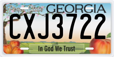 GA license plate CXJ3722