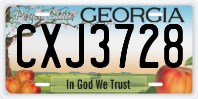GA license plate CXJ3728