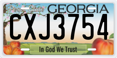 GA license plate CXJ3754
