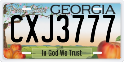 GA license plate CXJ3777