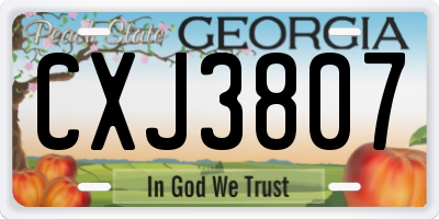GA license plate CXJ3807
