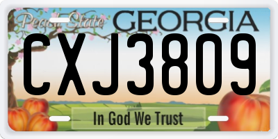 GA license plate CXJ3809