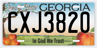 GA license plate CXJ3820