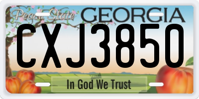 GA license plate CXJ3850