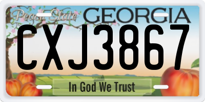 GA license plate CXJ3867