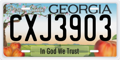 GA license plate CXJ3903