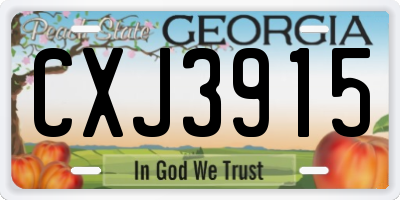 GA license plate CXJ3915