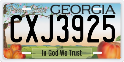 GA license plate CXJ3925