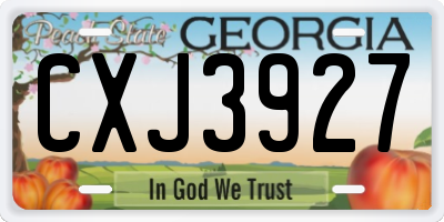 GA license plate CXJ3927