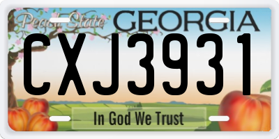 GA license plate CXJ3931