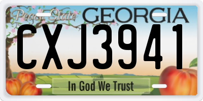 GA license plate CXJ3941