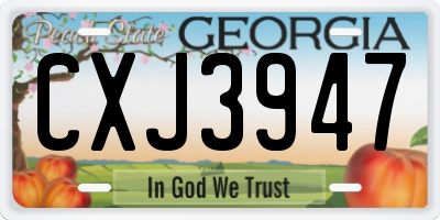 GA license plate CXJ3947