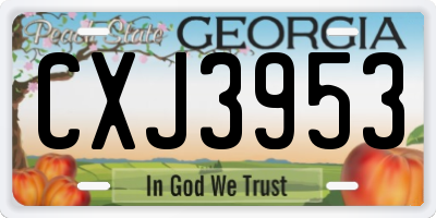 GA license plate CXJ3953