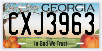 GA license plate CXJ3963