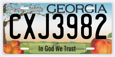 GA license plate CXJ3982