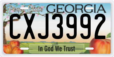 GA license plate CXJ3992