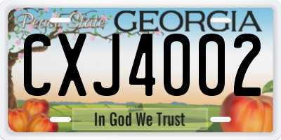 GA license plate CXJ4002