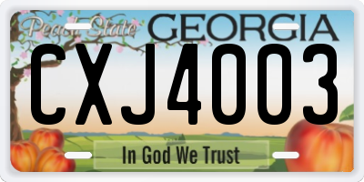 GA license plate CXJ4003