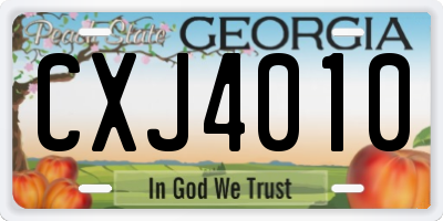 GA license plate CXJ4010