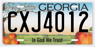 GA license plate CXJ4012